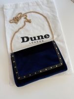 Dune London Clutch, Samt, dunkelblau, Goldkette, Top!