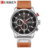 ⌚ Herrenuhr Chronograph Braun Schwarz Silber Quarz NEU