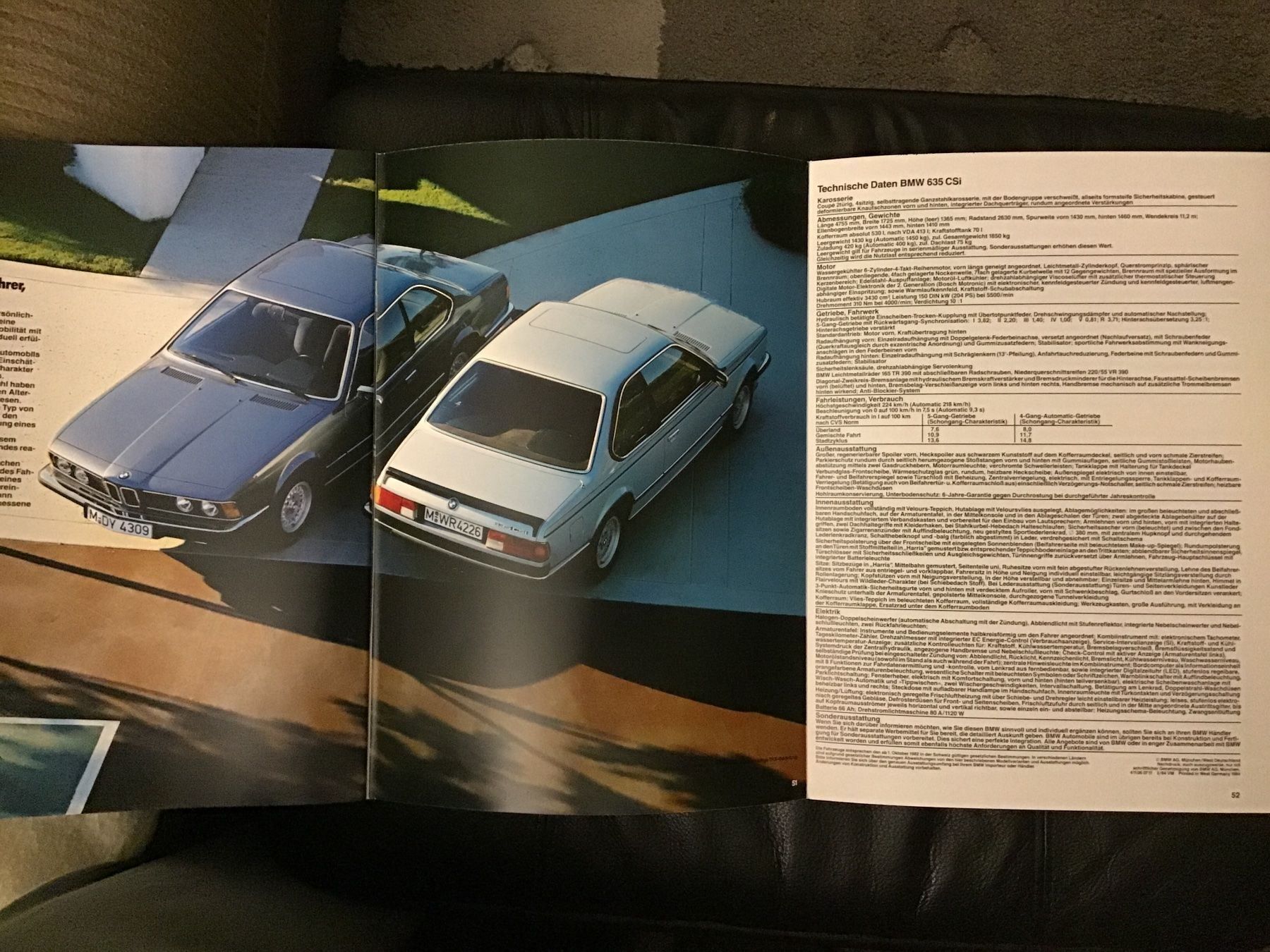 BMW Documenti: BMW 635 CSI Verkaufsprospekt 1984 – Usato da Scherzingen venduto da Starseller62 7