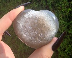 🩶✨ Achat-Herz mit funkelnder Quarzdruse ✨🩶