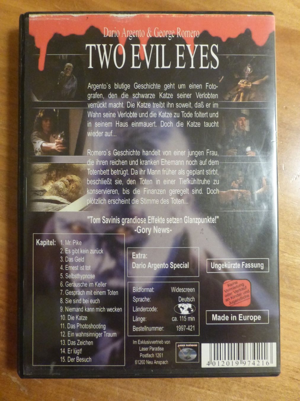 Tutti i DVDs: Two Evil Eyes Argento Romero Red Edition DVD – Usato da Zumikon venduto da psisound 1