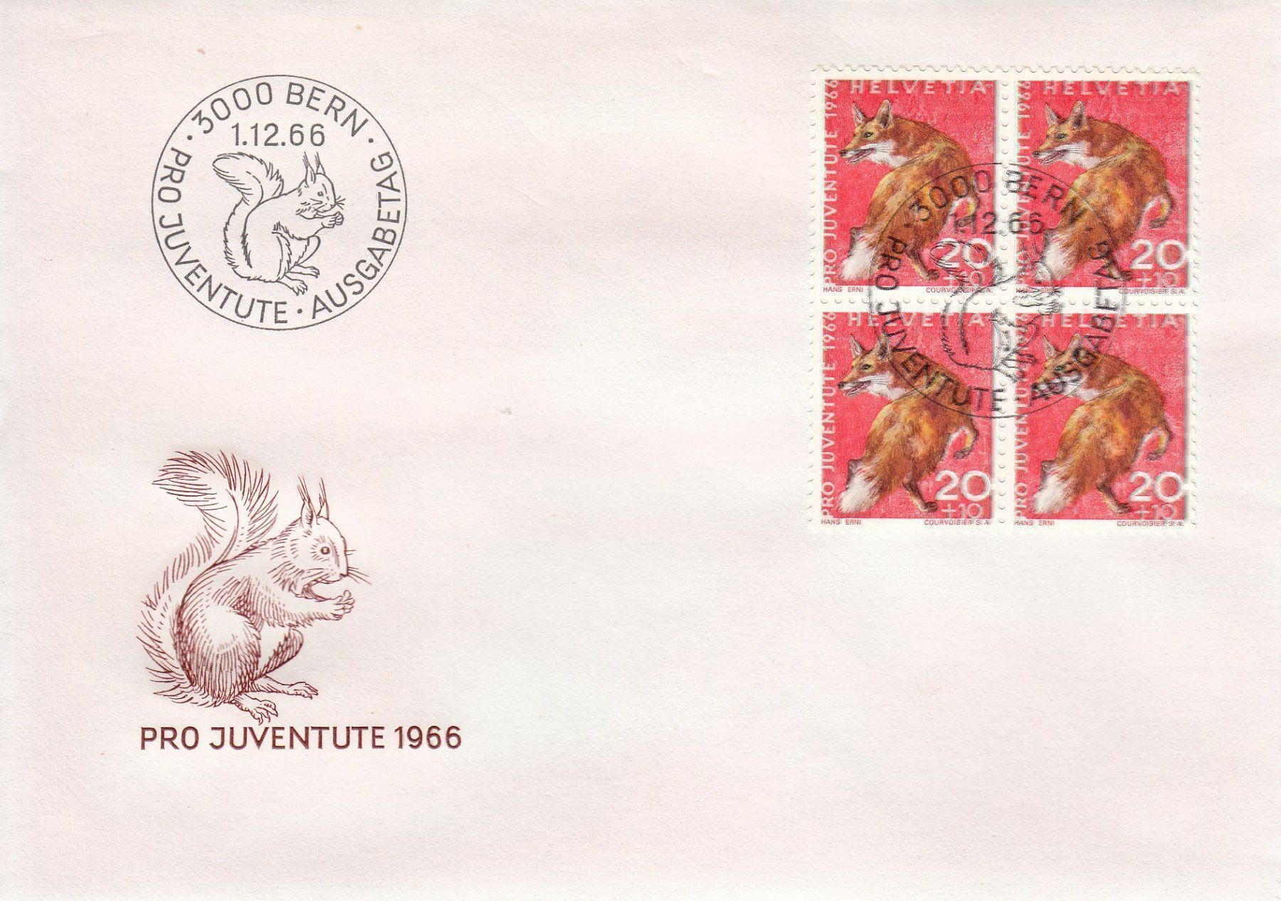 Alle Briefmarken: 1966 215-19 Pro Juventute 5 FDC 4erBlock – Gebraucht aus Spreitenbach von Mustang_1105 2