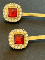 Elegante Haarspange mit rubinrotem Stein & funkelnden Steine