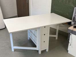 IKEA NORDEN Klapptisch mit Schubladen (weiss)