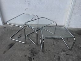 Mid Century Space Age 3 Satztisch Chrom