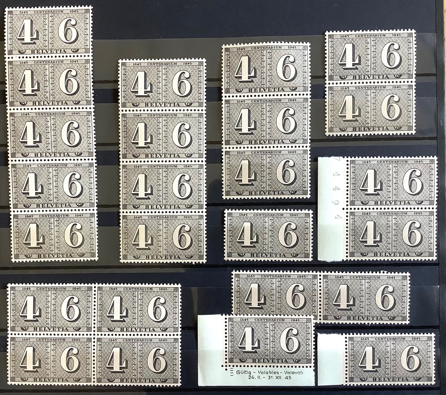 Tutti i francobolli: 1943 Schweiz 100 Jahre Postmarken Div.Varianten ** – Nuovo (secondo la descrizione) da Liestal venduto da Skunk02