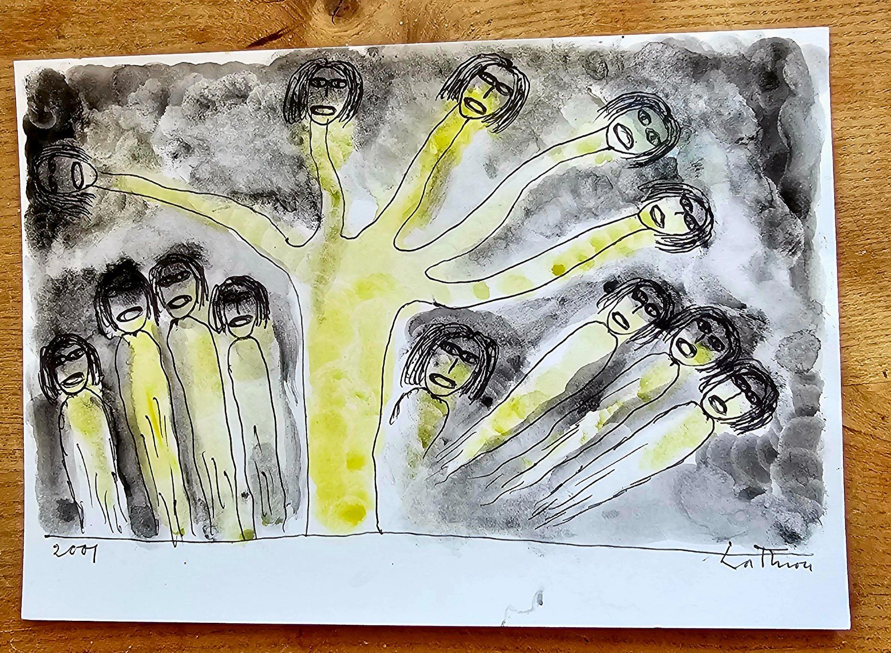 Gemälde: LUC LATHION - Dessin original signé, 2001 – Gebraucht aus Les Valettes von Nuba1