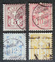 SWITZERLAND 1882: Chiffre, papier blanc, 5 à 15 c, O