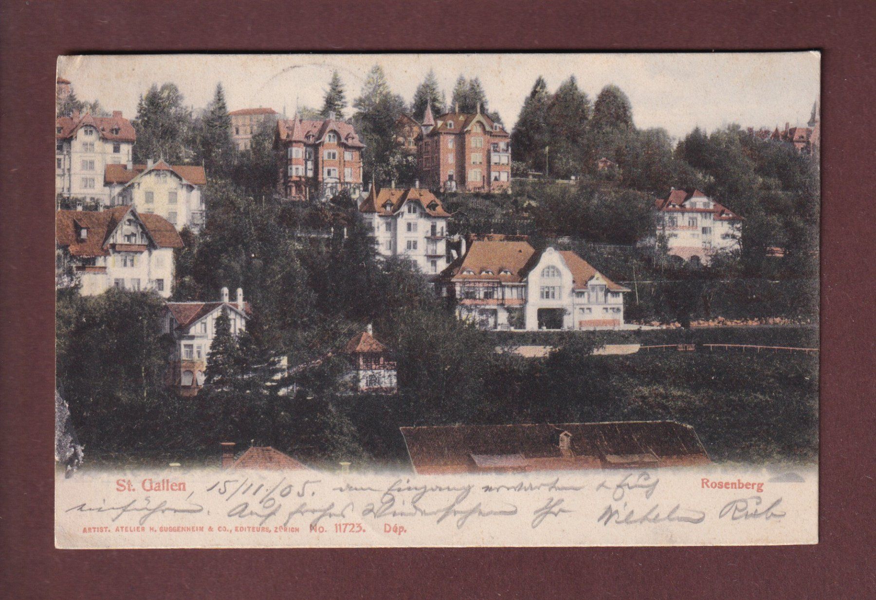Cartoline postali: ST. GALLEN - Rosenberg - 1905 – Usato da Pully venduto da nicecards