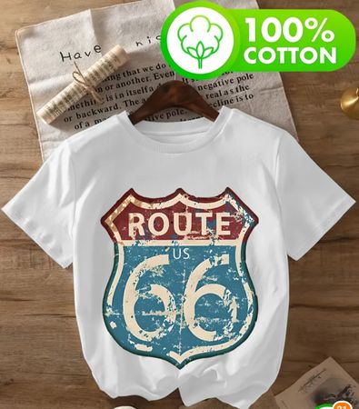 T-shirt Route 66 en coton bio, idéal pour l'été!