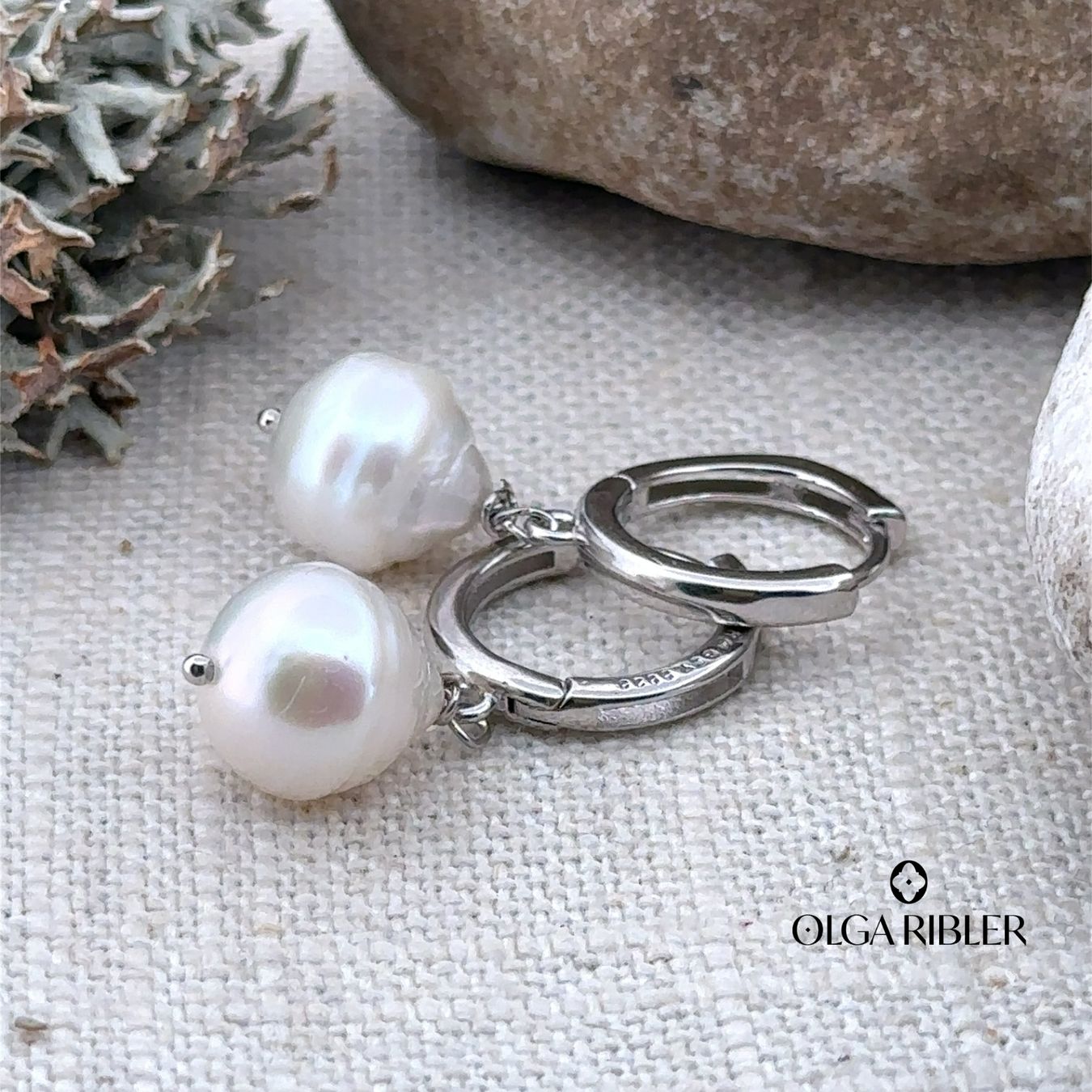 Olga Ribler Orecchini pendenti & Orecchini a lobo: Sterling Silber 925 Creolen mit Perlen – Nuovo (secondo la descrizione) da Luzern venduto da Schmuckoutlet 1