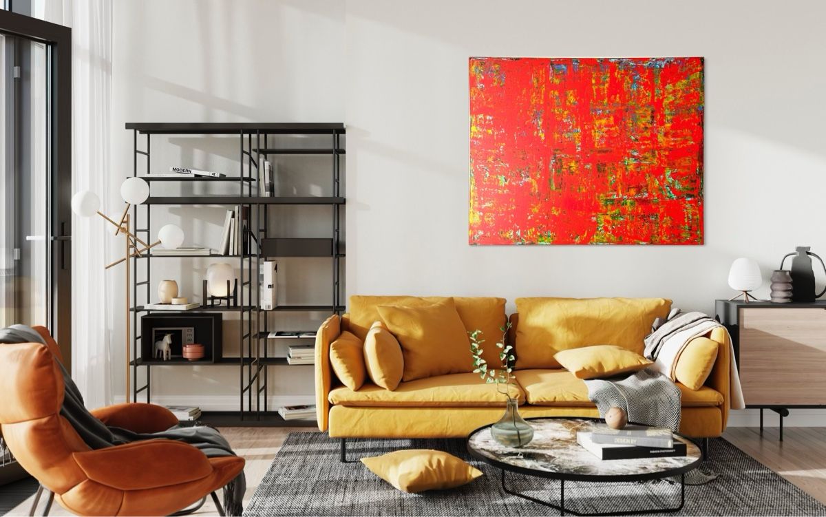 Dipinti: Rotes abstraktes Gemälde, moderne Kunst, 150 x 120 cm – Nuovo e nell'imballaggio originale da Berikon venduto da home-artsch 2