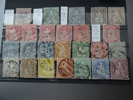 Wertvolles Los sitzende Helvetia gestempelt ab CHF 1.--