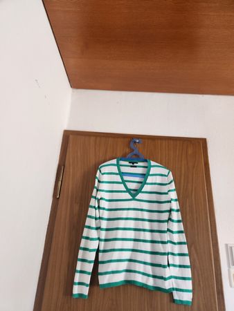 Pull Tommy Hilfiger rayé blanc vert taille M 