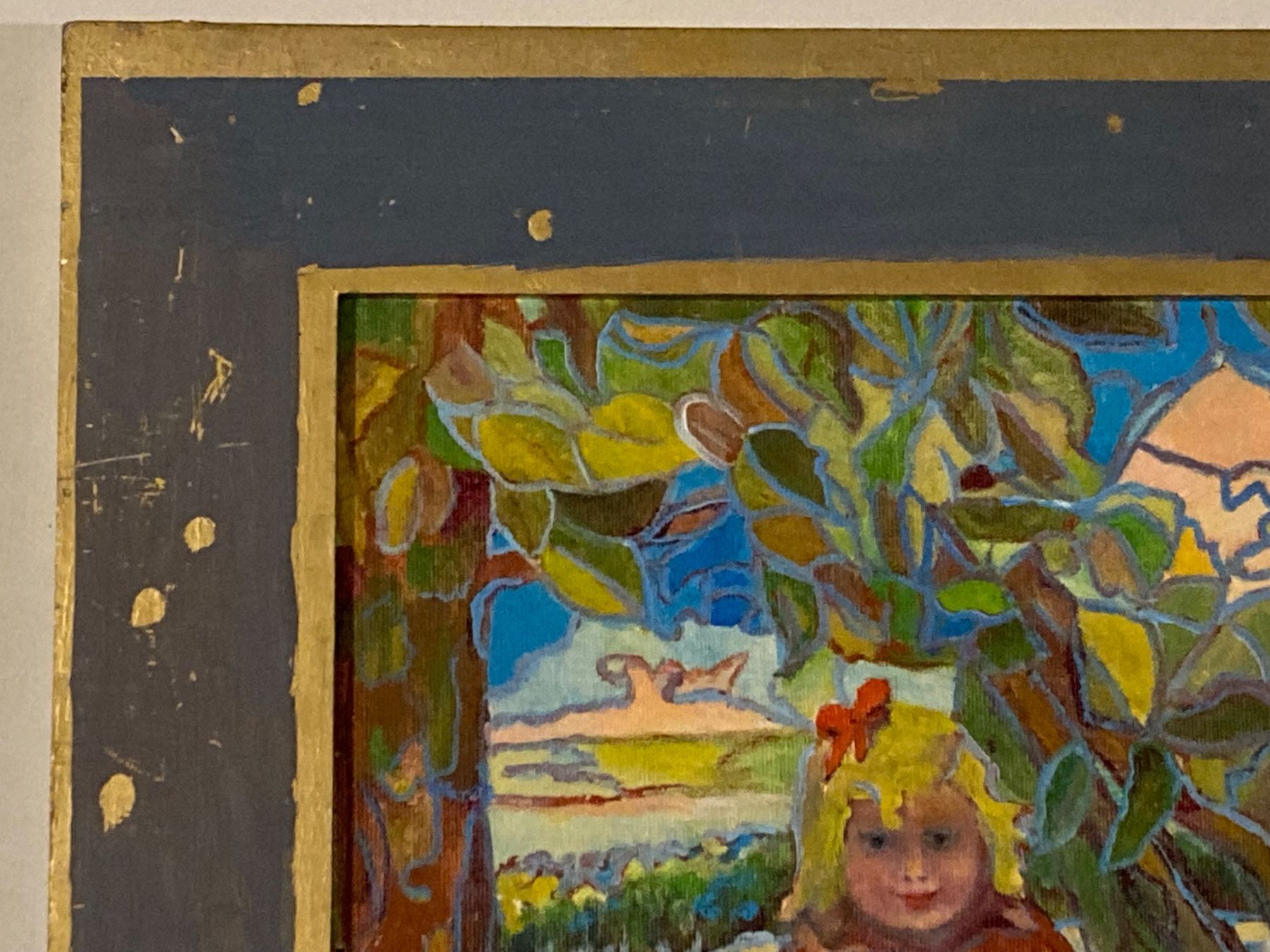 Gemälde: Anna Leone 1960 Landschaftsgemälde Mädchen mit Puppe, Bäume – Gebraucht aus Hirzel von pjn_d7xp 4