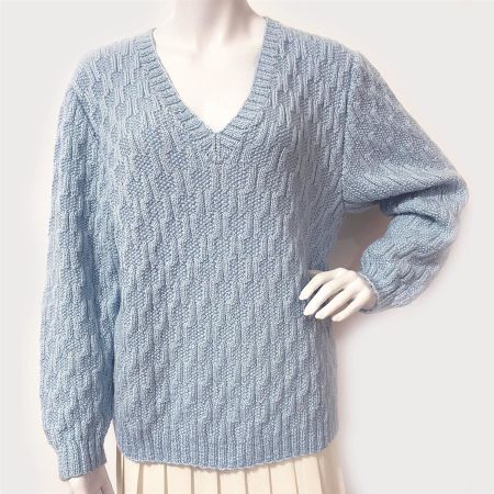 Pullover hellblau one size handgestrickt VINTAGE 1980s