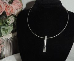 SCHÖNER HALSREIF EDELSTAHL RHODINIERT MOISSANITE NEU 41 CM
