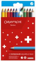 498.812 Swisscolor Caran d'Ache * 12 Farbstifte MAXI + Etui