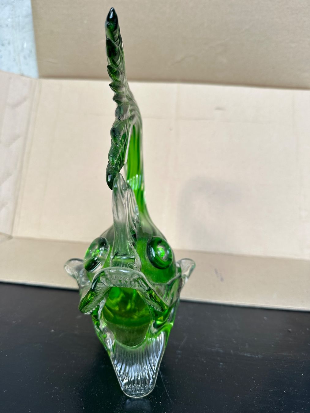 Bicchieri: Poisson décoratif en verre vert, unique et original – Usato da Lausanne venduto da artnouveau04 1