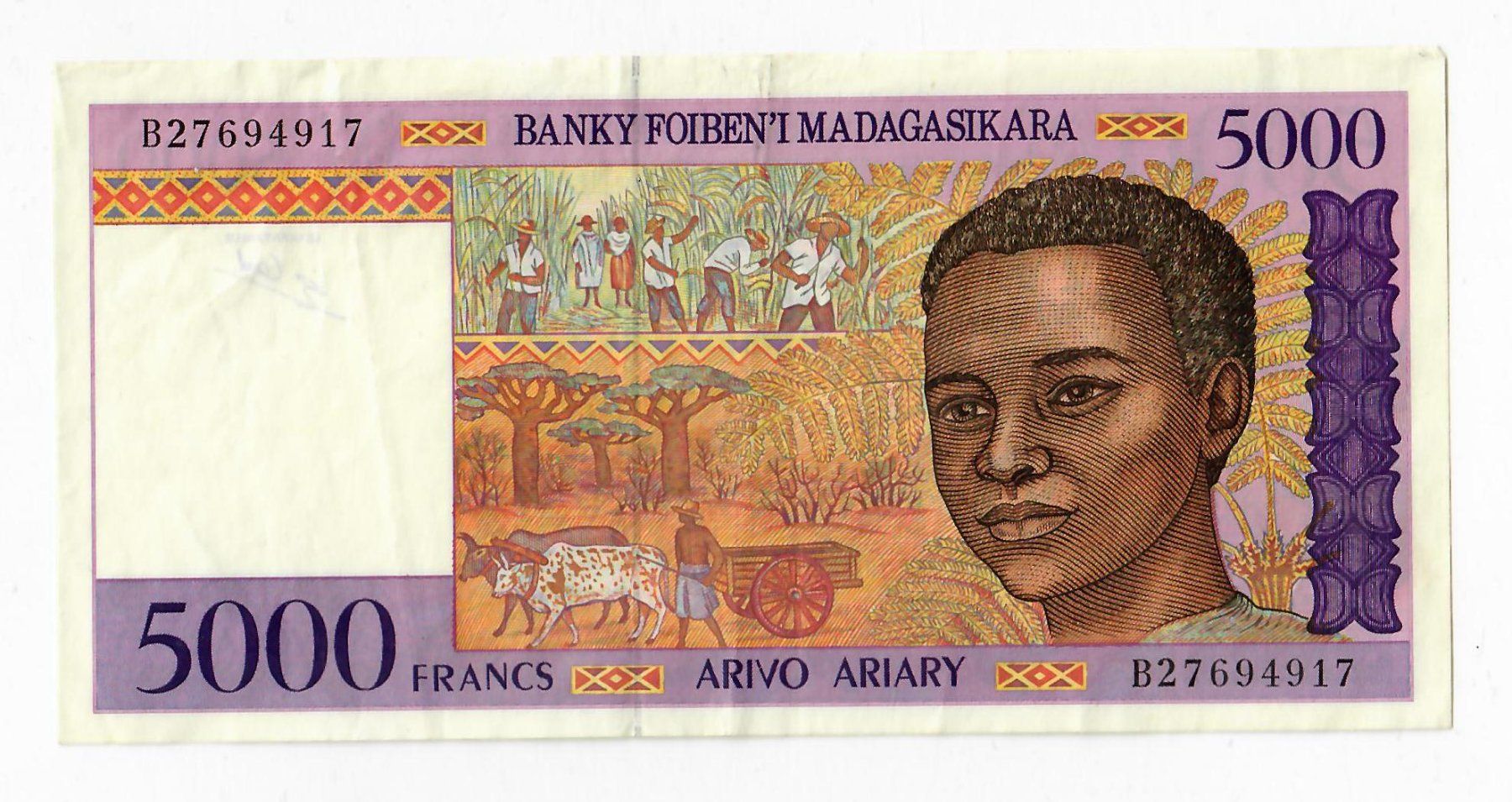 Banconote: Banknote Madagaskar, 5000 Francs – Usato da Landquart venduto da balboajimmy