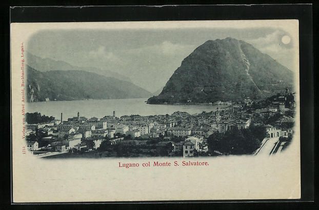 Cartoline postali: Mondschein-AK Lugano, col Monte S. Salva – Usato da Berlin venduto da bartko-reher