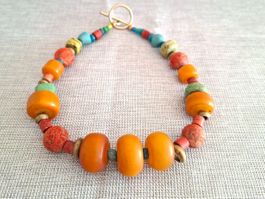 Collier bohème multicolore à grosses perles