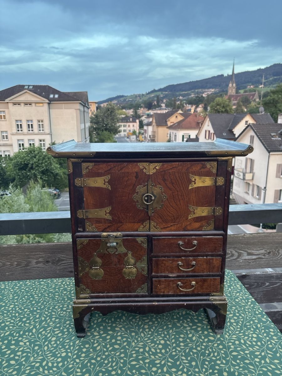 Barattoli: Schmuckkästchen Holz mit Messingbeschlägen, Chinalook – Usato da Goldach venduto da Richie88