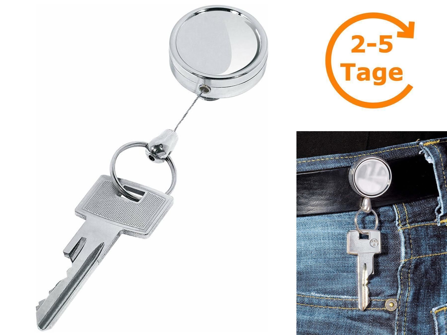 Portachiavi: Gürtel-Clip, ausziehbare Schnur, silber – Nuovo e nell'imballaggio originale da St. Gallen venduto da cointec