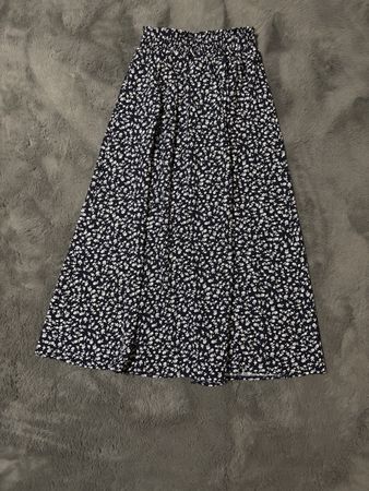 Floral Maxi Skirt, Navy Blue, Size S