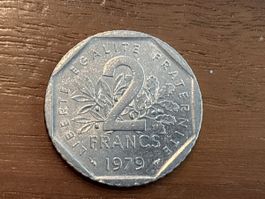 2 Francs Münze aus Frankreich, Jahrgang 1979, Sammlerstück
