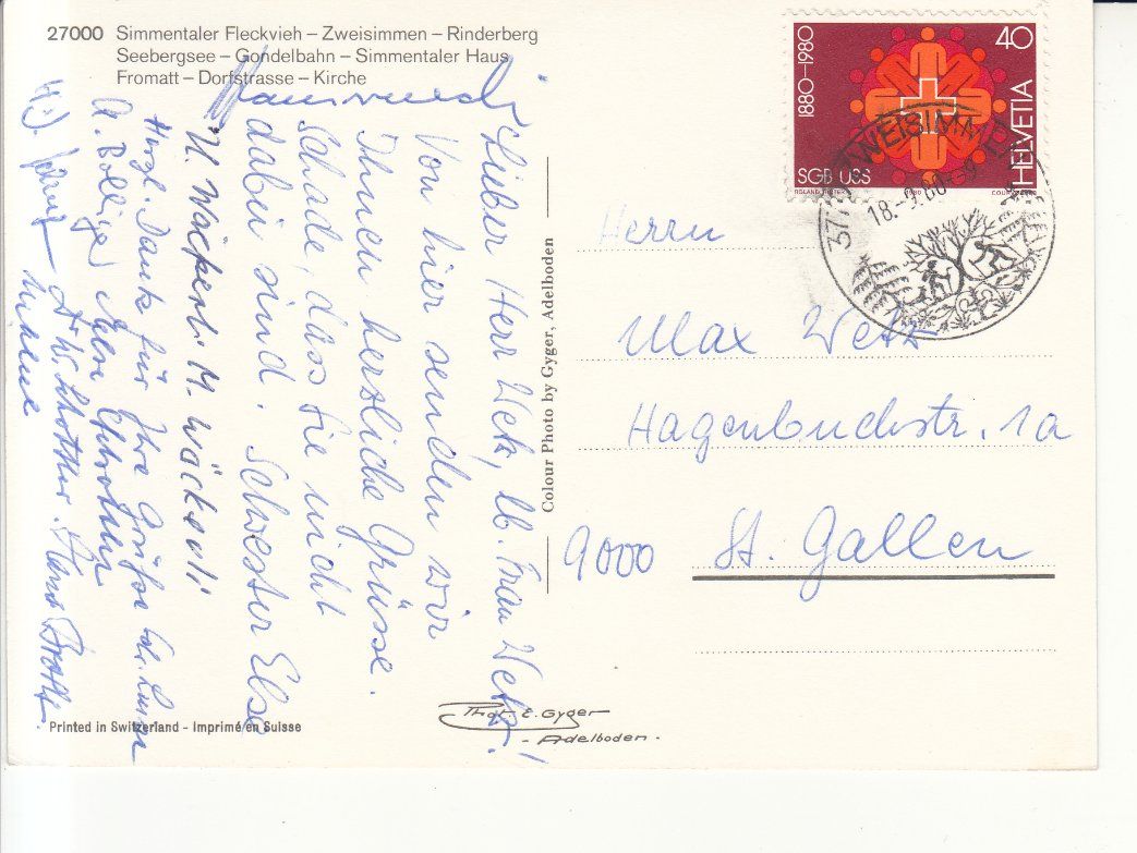 Cartoline postali: Zweisimmen 1980 – Usato da Bürglen TG venduto da StampGraf 1