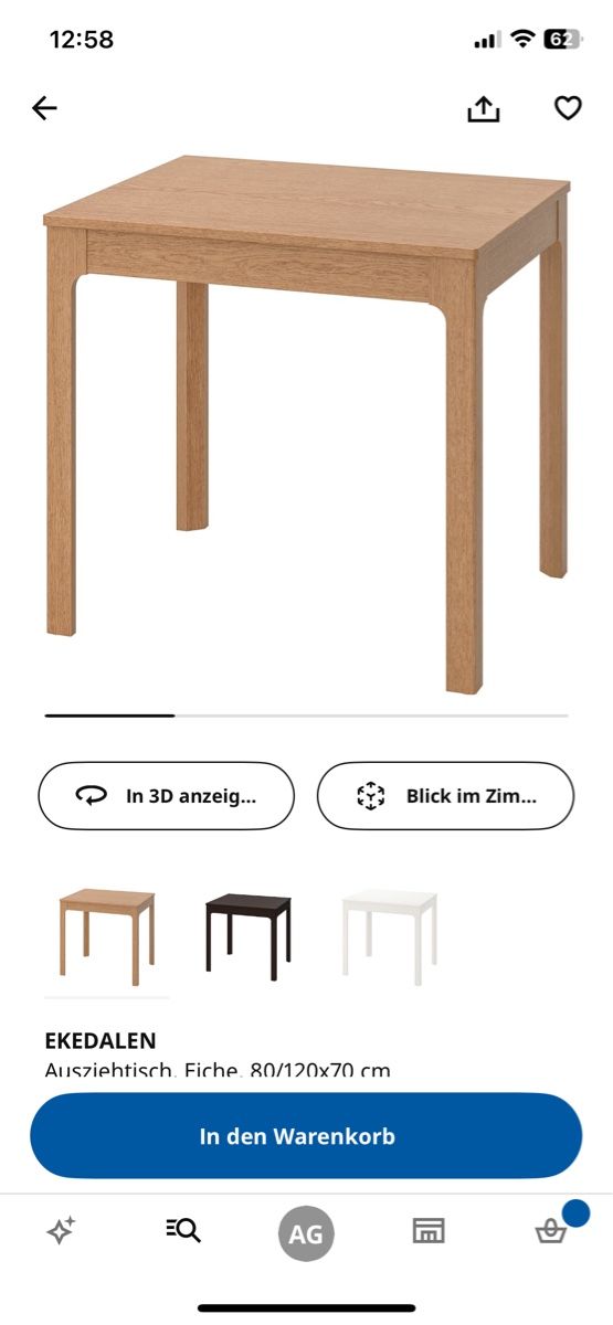 IKEA EKEDALEN　80-120 IKEA Ekedalen Ausziehtisch 80/120x70 cm (Gebraucht) in Zürich für