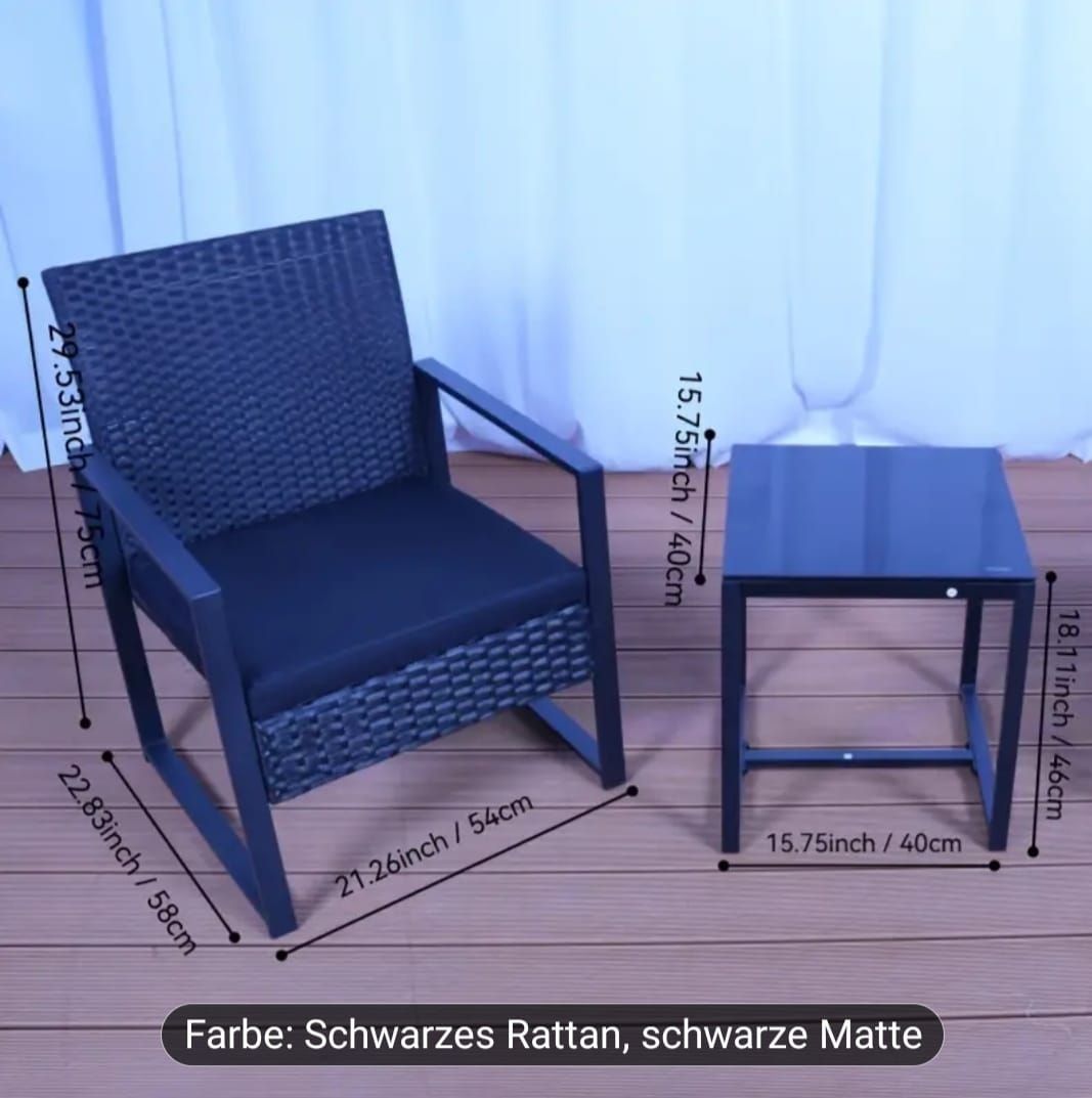 Tischset: 3-teiliges Rattan Bistro-Set – Neu und originalverpackt aus Hochdorf von b1.p 4