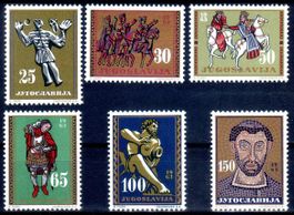 JUGOSLAWIEN SERIE KUNSTSCHÄTZE 6 MARKEN **POSTFRISCH** - J04