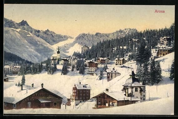 Cartoline postali: AK Arosa, Panormasicht im Winter – Usato da Berlin venduto da bartko-reher