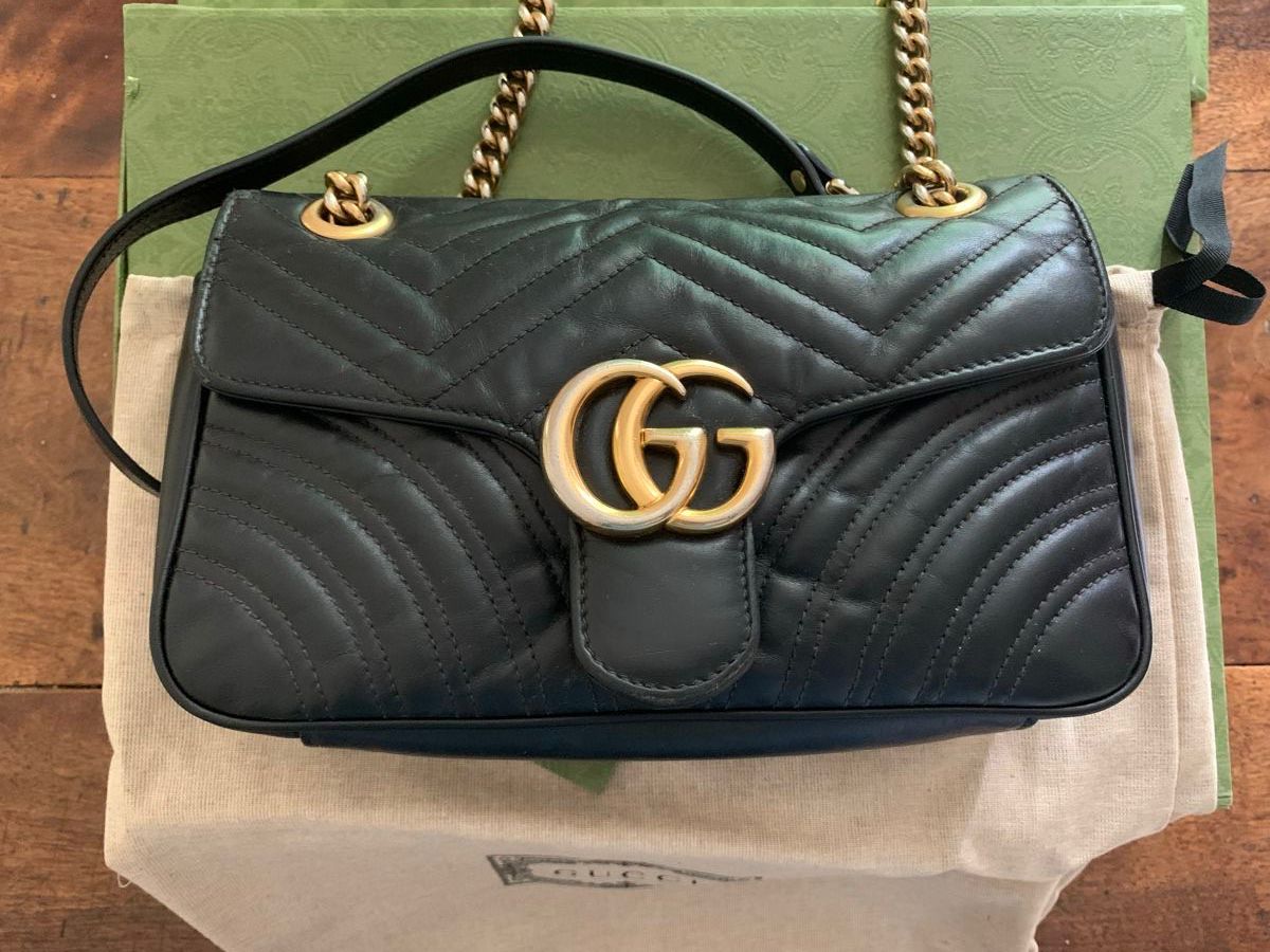 Gucci Borse da donna: Gucci marmont small noir – Usato da Corsier GE venduto da Helene2365