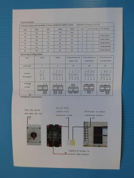 DC Trennschalter PV Anlage IP65,Leitungsschutzschalter 32A DC500V Für