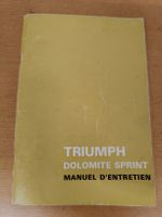 Manuel d'entretien Triumph Dolomite Sprint