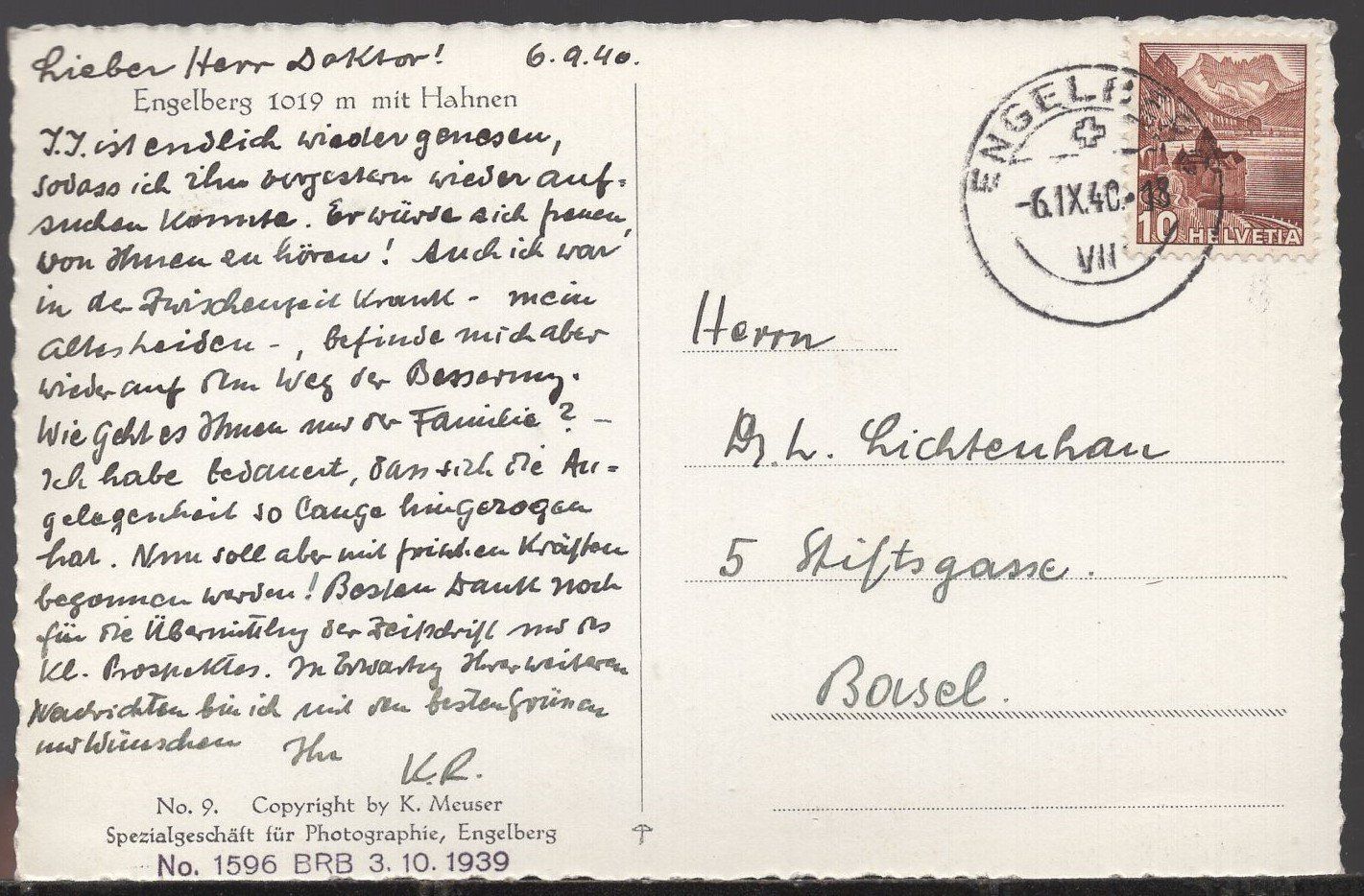 Cartoline postali: Engelberg  mit  Hahnen  1940 – Usato da Aarau venduto da kufi44 2