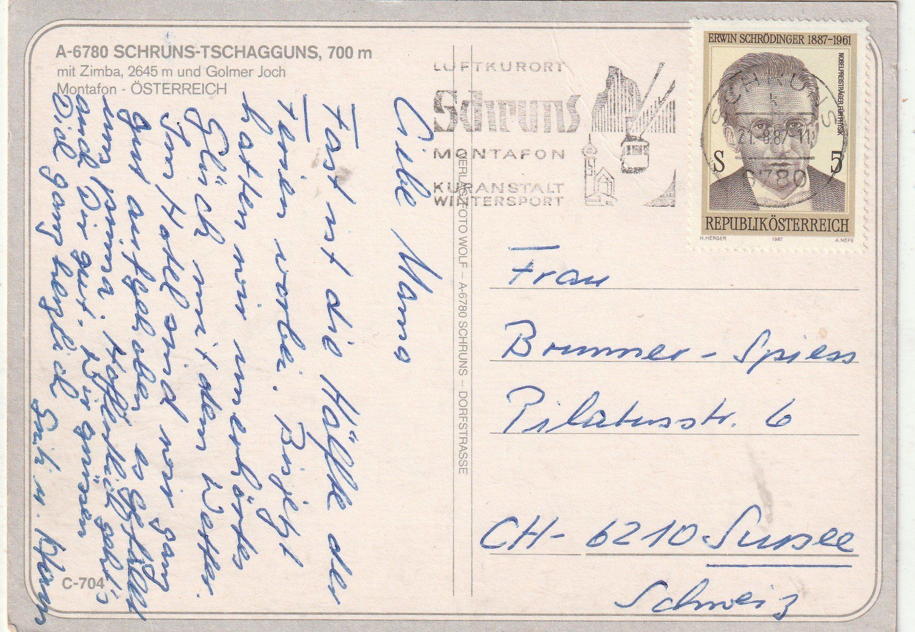 Cartoline postali: Schruns in Montafoun – Usato da Lumbrein venduto da made02 1