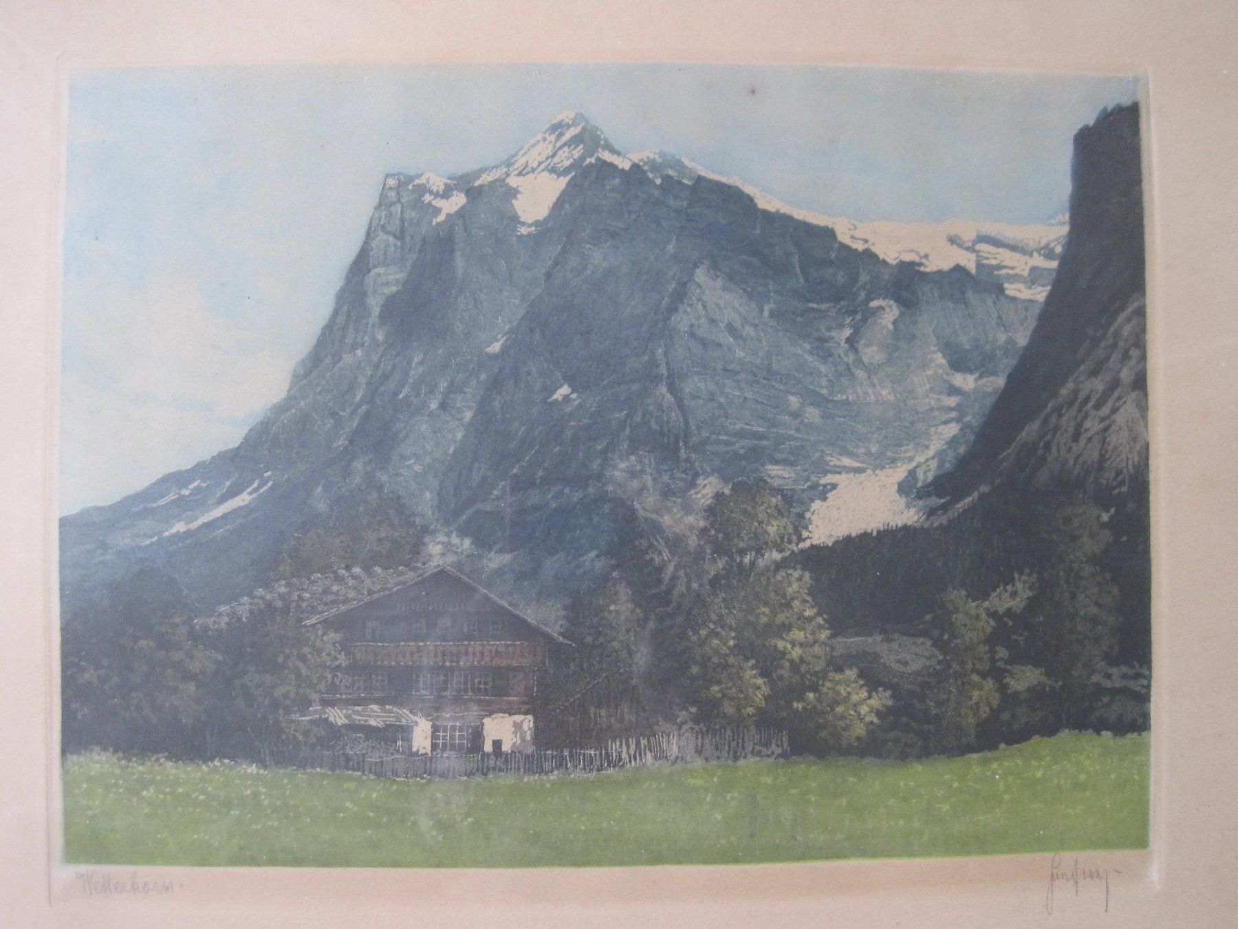 Grafica & Litografie: Grafik oder Litho: Wetterhorn, signiert – Usato da Grub AR venduto da Kafisieb 1