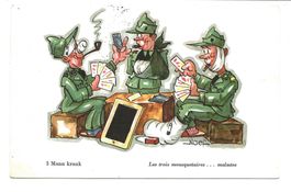 Militär - Jux - Humor - Künstler Naef - Jassen  3 Mann krank