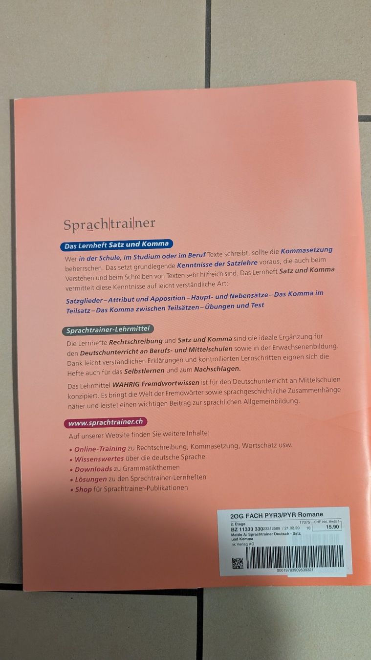 Libri: Deutsch Lehrmittel Satz und Komma Sprachtrainer – Usato da Dübendorf venduto da movana 1