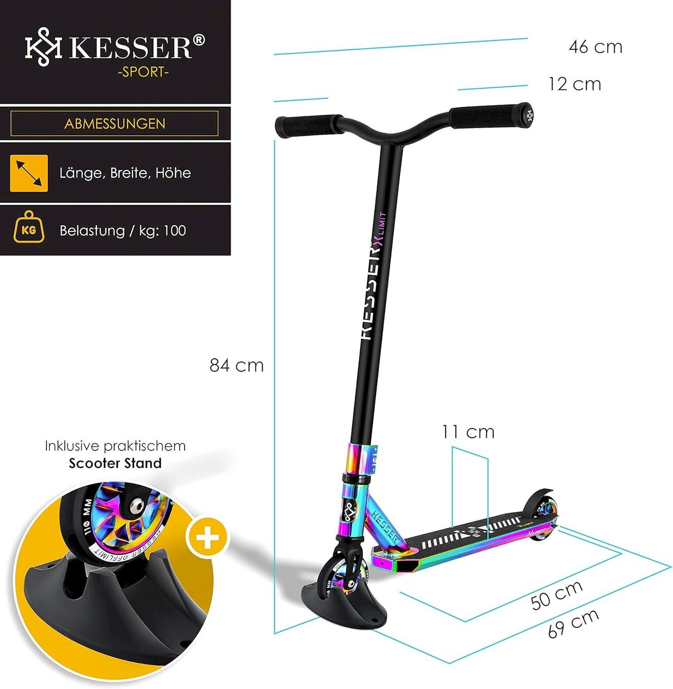 Scooter: KESSER X-Limit-Pro Stunt Scooter rainbow – Nuovo e nell'imballaggio originale da Bottighofen venduto da zaap 7