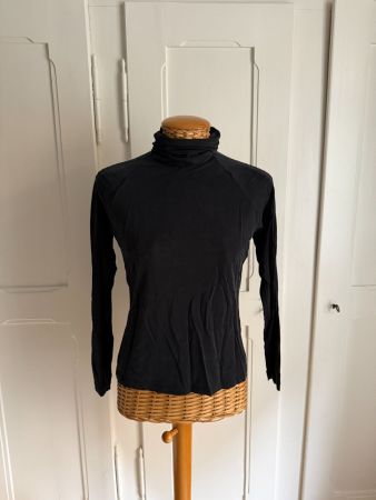 MOYA KALA - Cupro Rollkragen Langarmshirt schwarz S