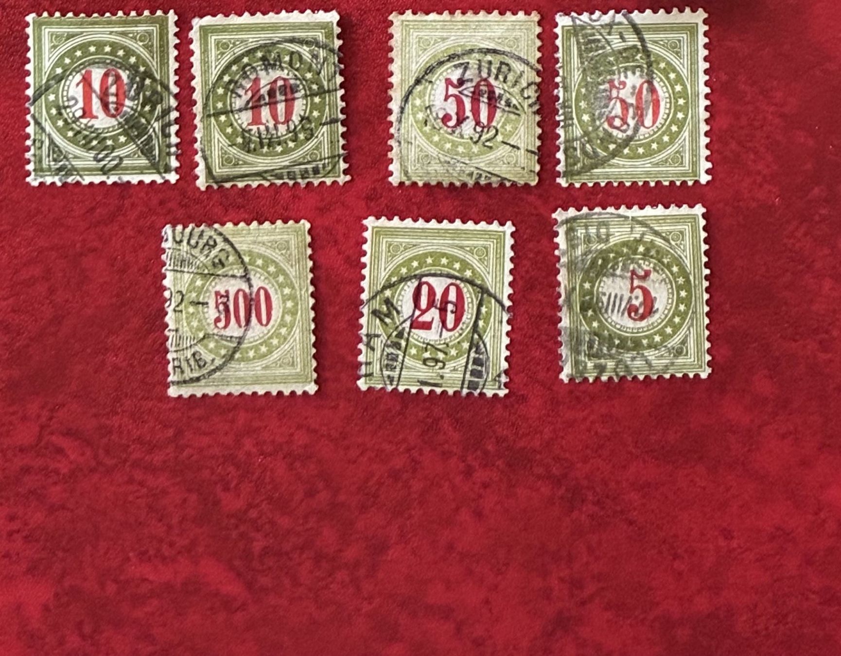Alle Briefmarken: Type chiffre papier blanc ,bleu + vert mêlé 1878 – Gebraucht aus Lausanne von Choc-di.63 2