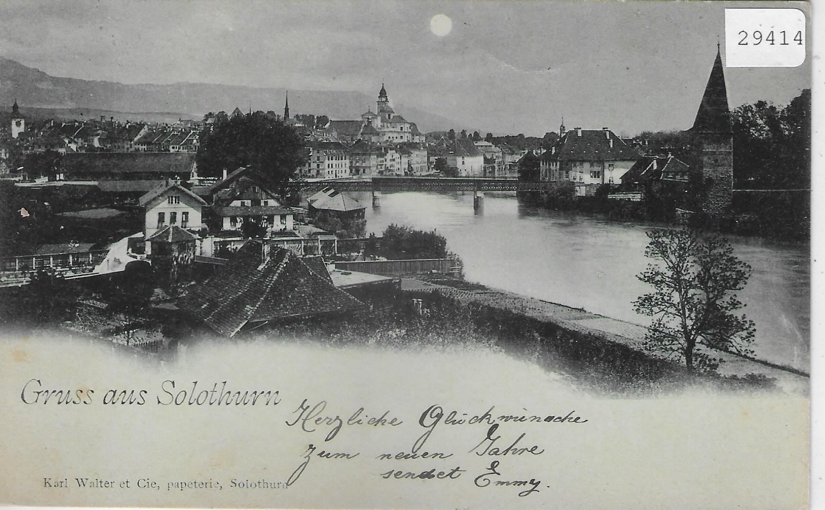 Cartoline postali: Gruss aus Solothurn - Mondschein-Karte – Usato da Ettingen venduto da Kartenplanet
