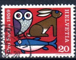 ABART SCHWARZER PUNKT PRO FAUNA 1959 GESTEMPELT  - CA20