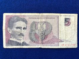 Belgrad 1994 - Jugoslawien - Dinar TESLA