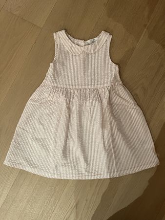 Girls Dress, Size 116 (5-6 Years), Pink & White Stripe
